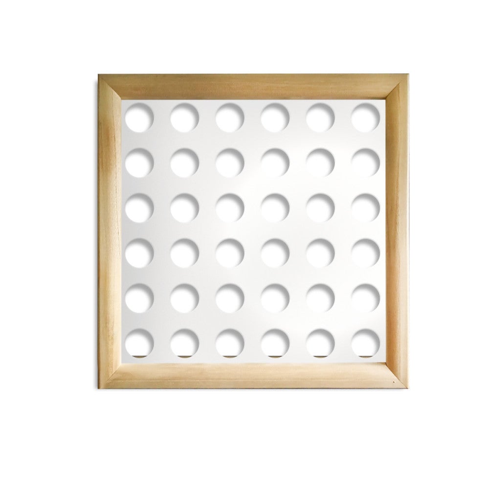 MAŁE OTWORY - Kwadratowe moduły dekoracyjne z drewna i PCV - rozmiar 48x48 cm - grubość 47 mm - kolor wewnętrzny BIAŁY