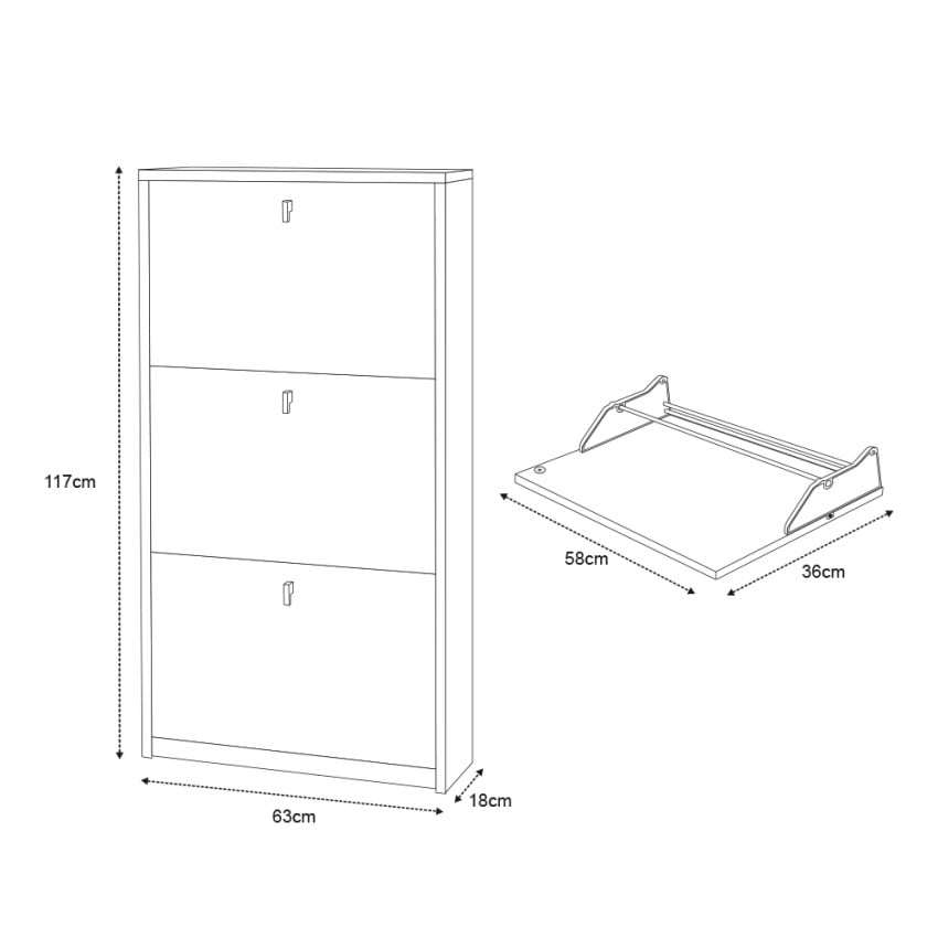 Meuble à chaussures en Bois Blanc 7 paires maximum - 5