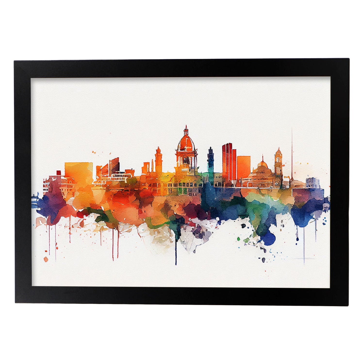 Poster de valencia en estilo acuarela originales ilustraciones a todo color de ciudades y monumentos del mundo diseño moderno y modelo 2 a4 sin marco