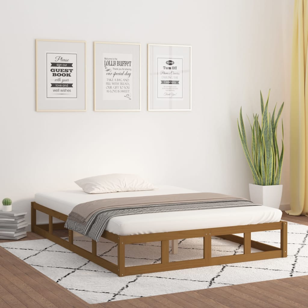Łóżko Drewniane Rama Łóżka Sofa Brązowe Do Sypialni Pokoju 150x200 cm