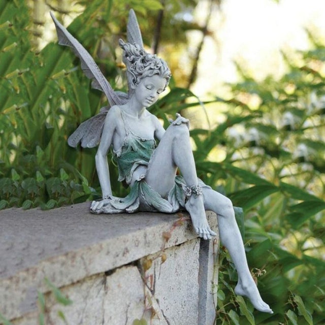 Statuette exquise de fée florale en résine, blanche, 15 cm