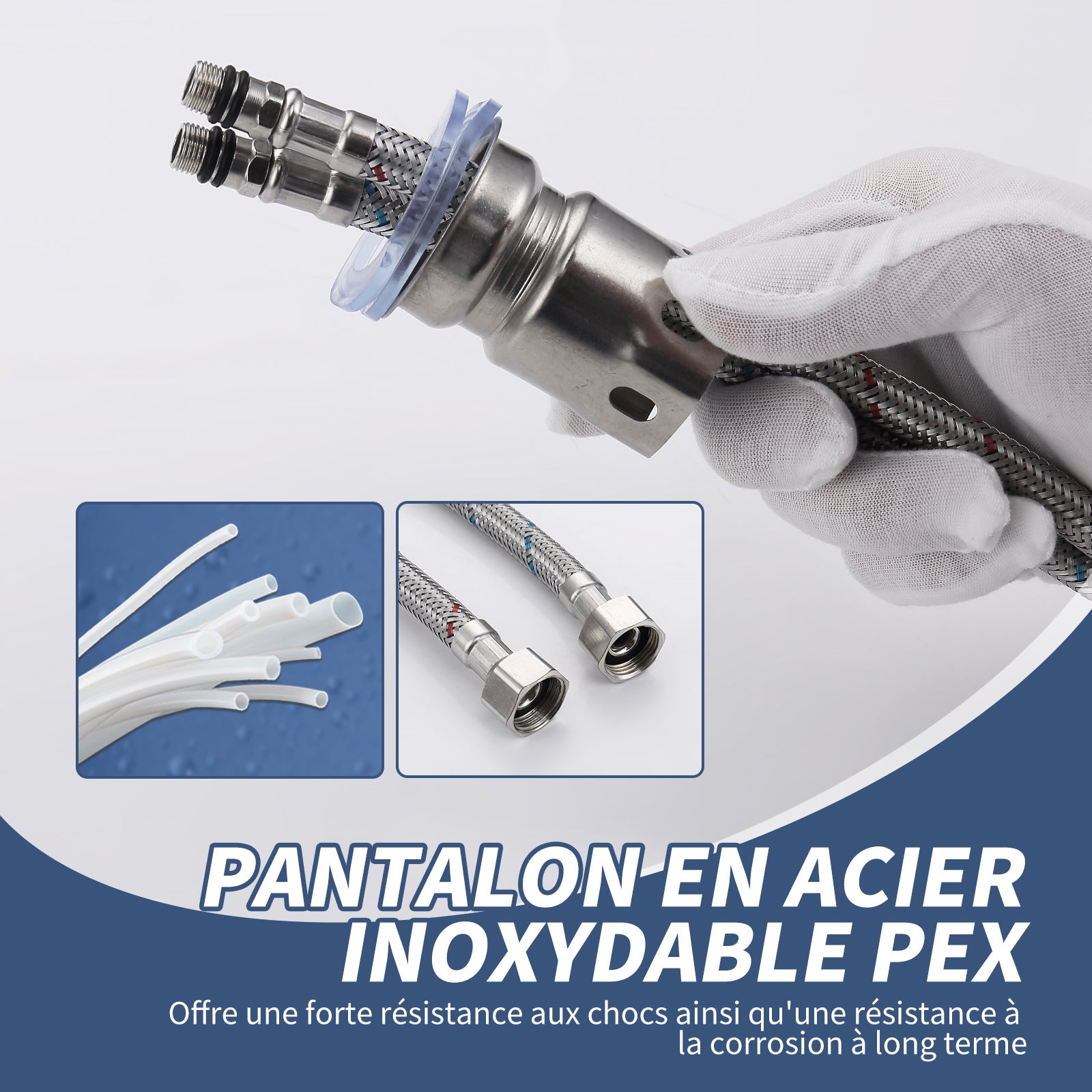 Mitigeur de Lavabo Chromé en Laiton avec Levier Unique, Robinet Salle de Bain Eau Chaude et Froide pour Lave-Mains - 6