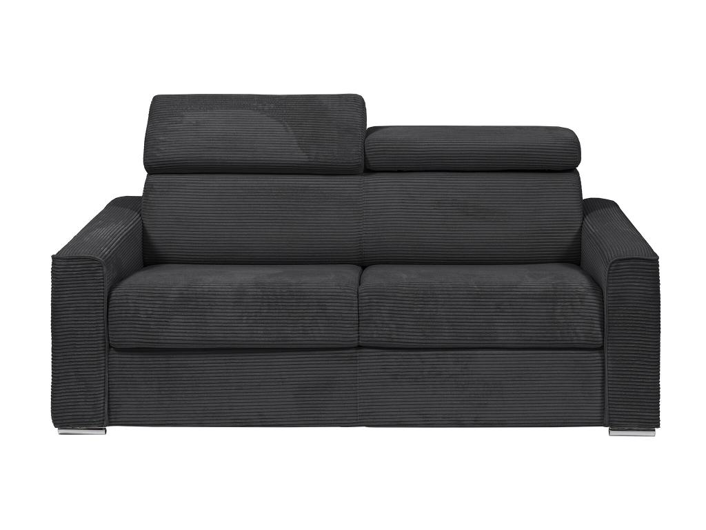 Sofá cama de 3 plazas de apertura rápida de pana gris - colchón de 140 cm - grosor del colchón 22 cm - vizir