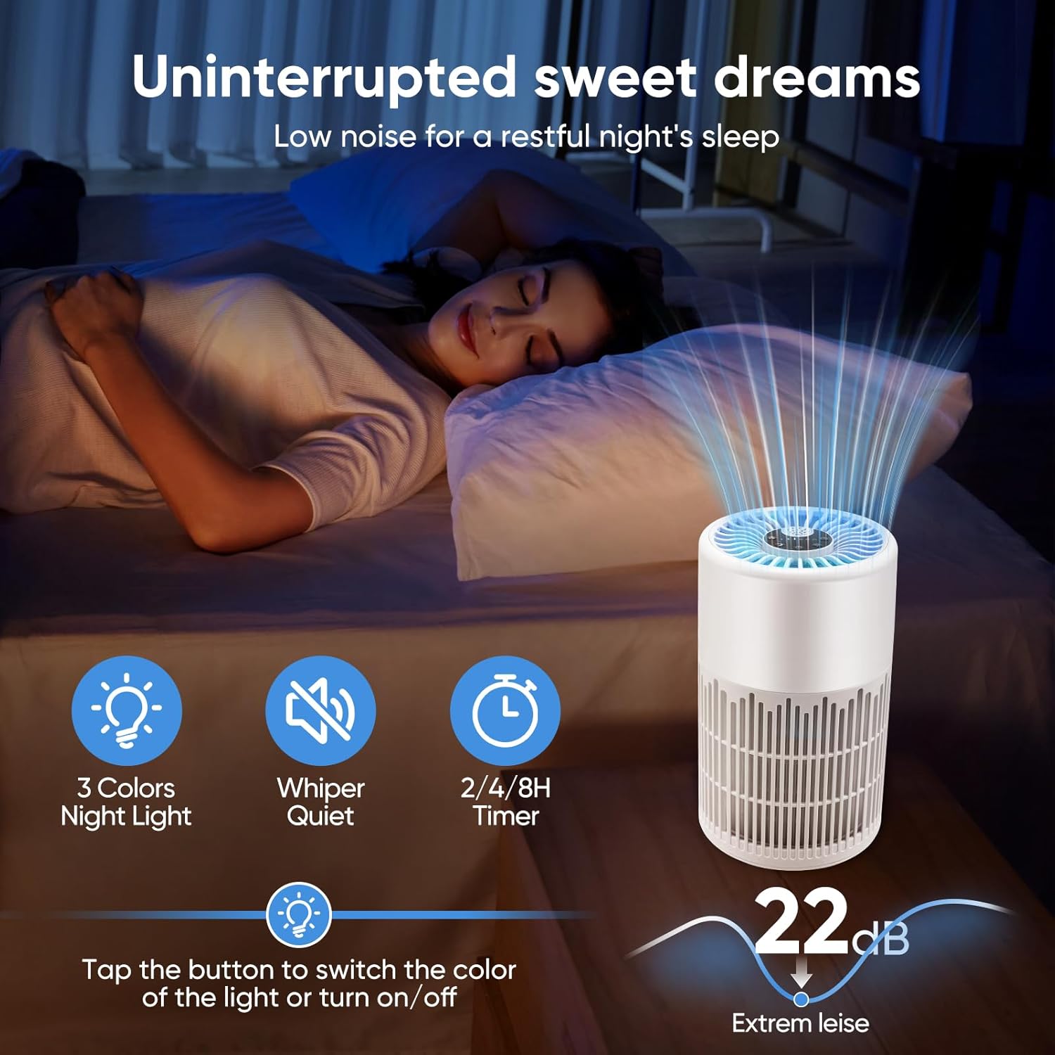 Purificatore d'aria per chi soffre di allergie con telecomando, filtro dell'aria con aromaterapia, per casa, camera da letto e ufficio. - 3