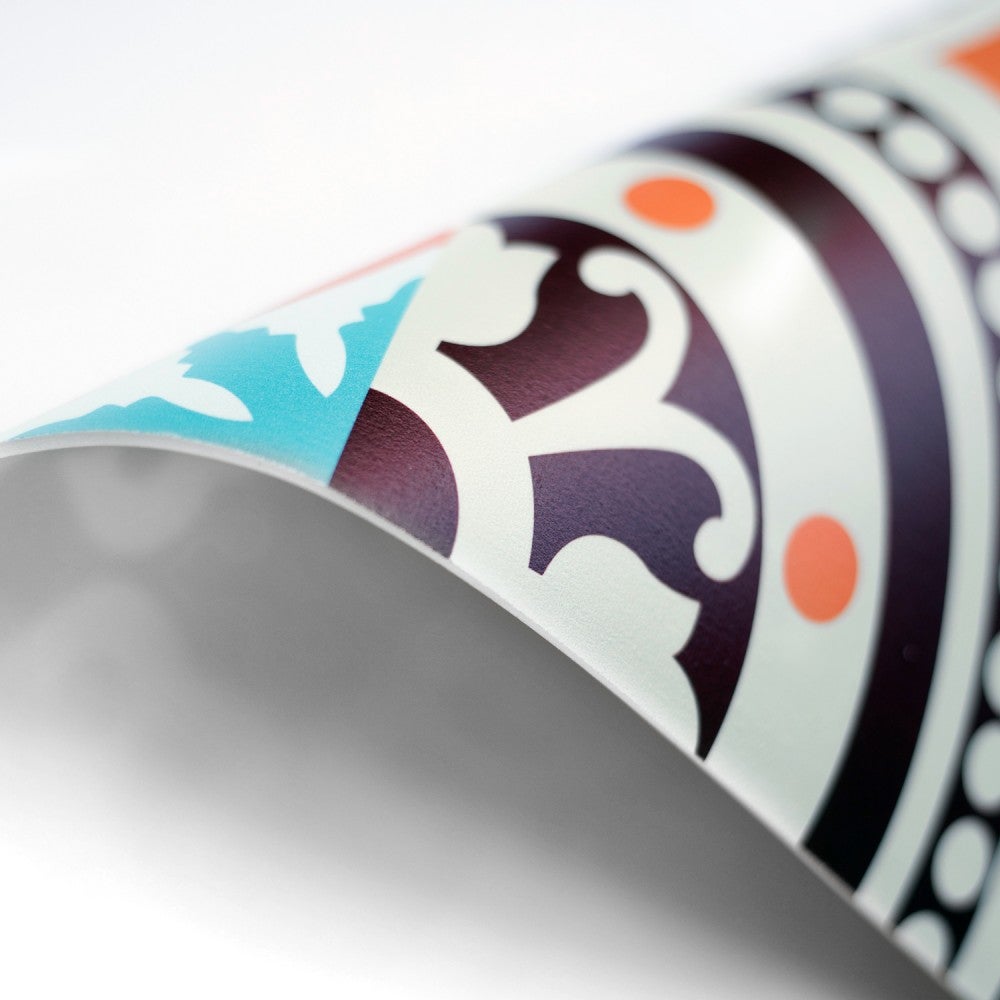 Tappeto PVC piastrelle portoghesi rotondo, tappeto vinile stile mediterraneo elegante ideale per interni 60x60 cm – Tulup - 6