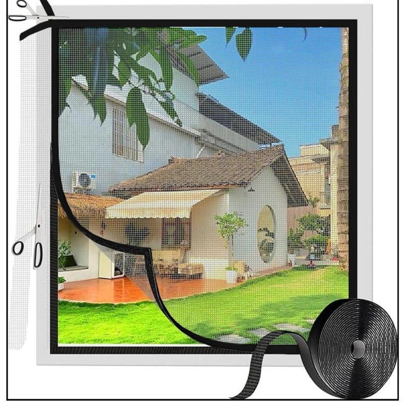 Moskitiera, tkanina przeciw komarom, 130 x 150 cm, czarna, moskitiera okienna | Możliwość cięcia, nie wymaga wiercenia