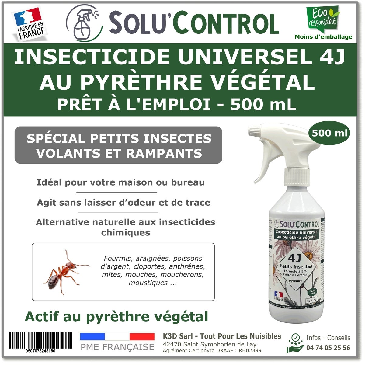 Solu’Control anti-insectes Universel 4J au Pyrèthre Végétal – Prêt à l ...