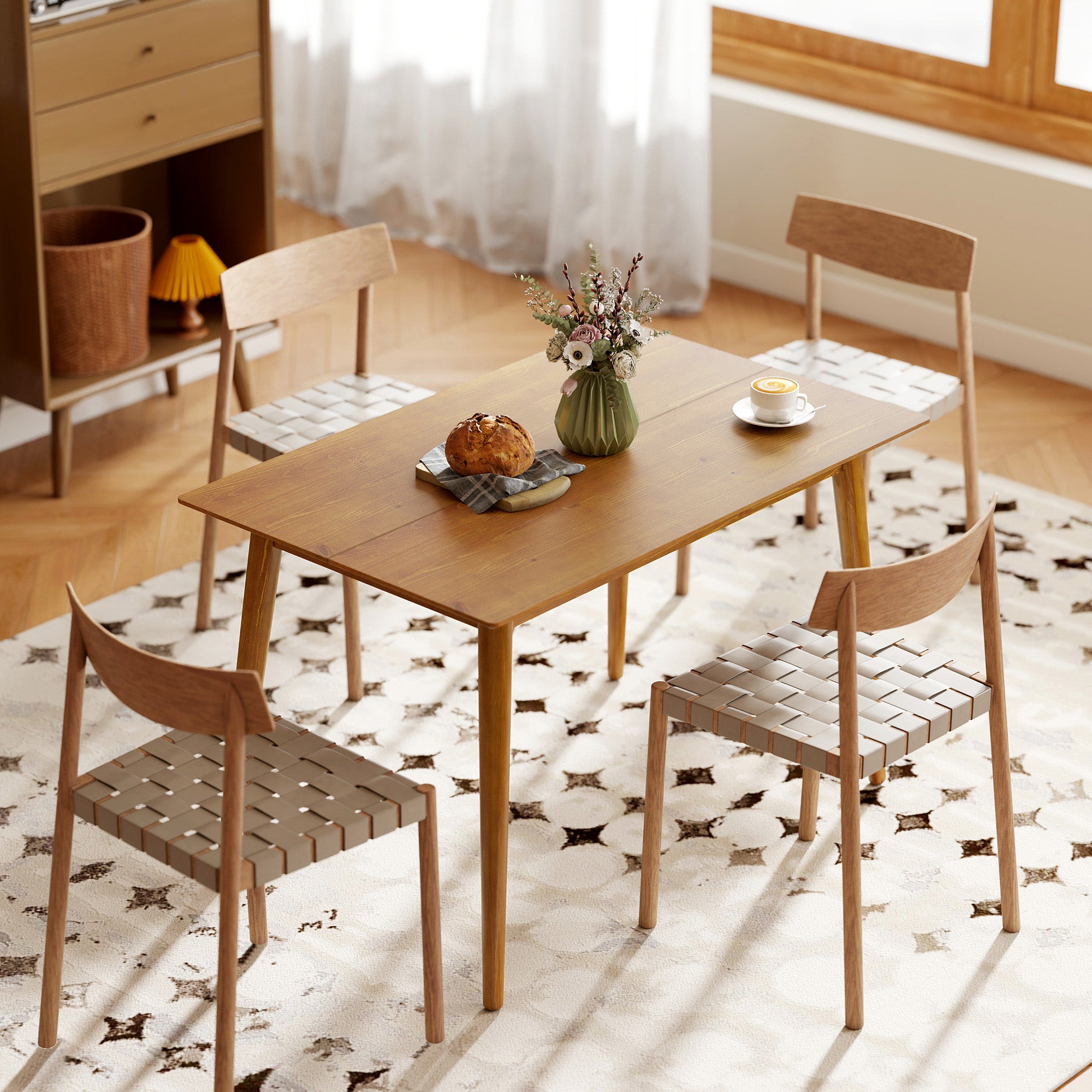 Grande table à manger design pour 4 à 6 personnes, en bois, dimensions ...