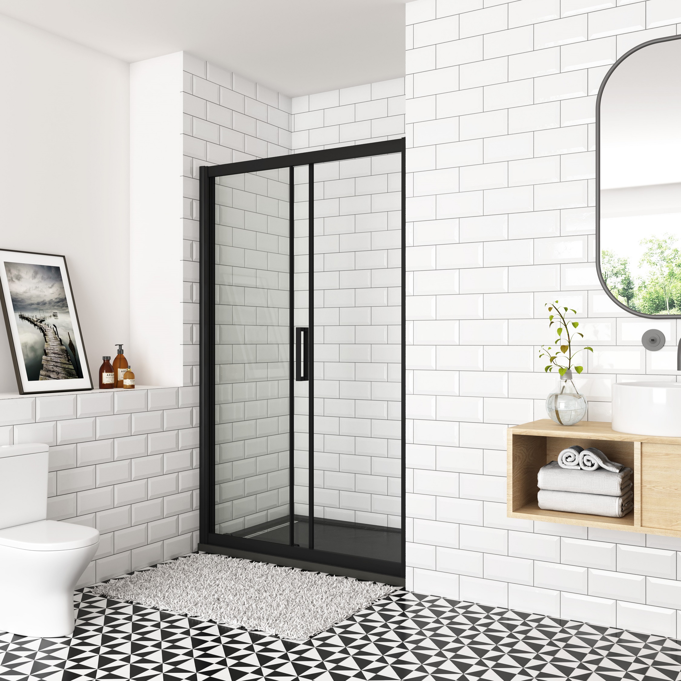 Porte de douche coulissante DAN 2 parties profilé aluminium