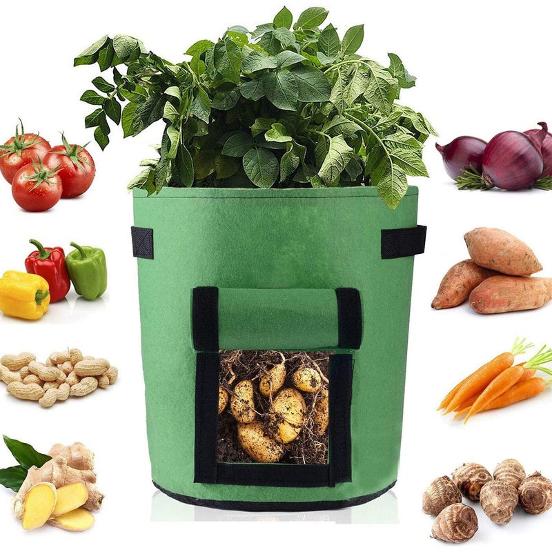 Worek do sadzenia ziemniaków, worek włókninowy, worek do sadzenia ziemniaków, pomidorów, marchwi, zielony 25 x 30 cm