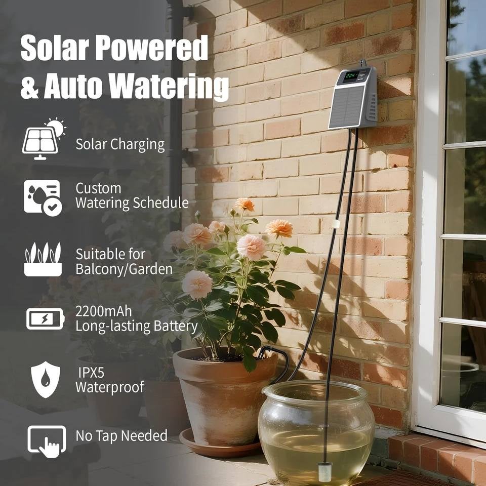 Kit d'irrigation goutte à goutte automatique à énergie solaire,système d'arrosage des plantes,minuterie intelligente,adapté aux jardins et aux serres - 6
