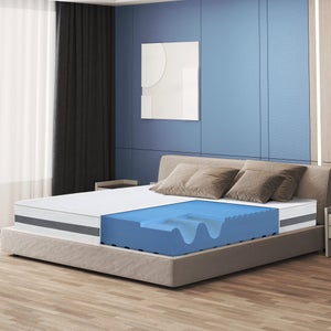 Letto Singolo Dbeccar, Letto Contenitore Con Rivestimento In Tessuto 100 Made In Italy Apertura Frontale Adatto Per Materasso Cm 80x190 Blu