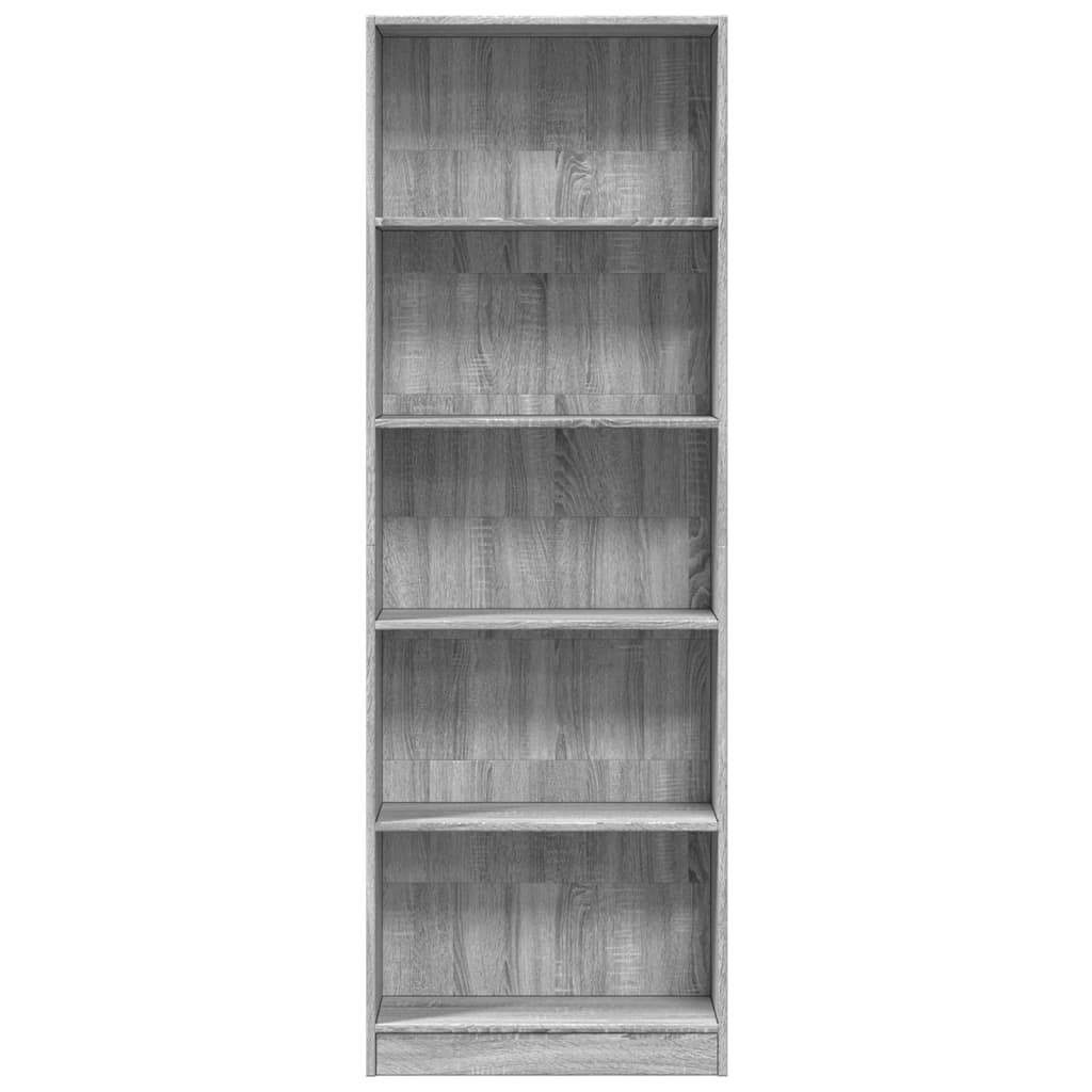 Bibliothèque pour Séjour en Bois Gris H. 176 x l. 60 x P. 24 cm - 4