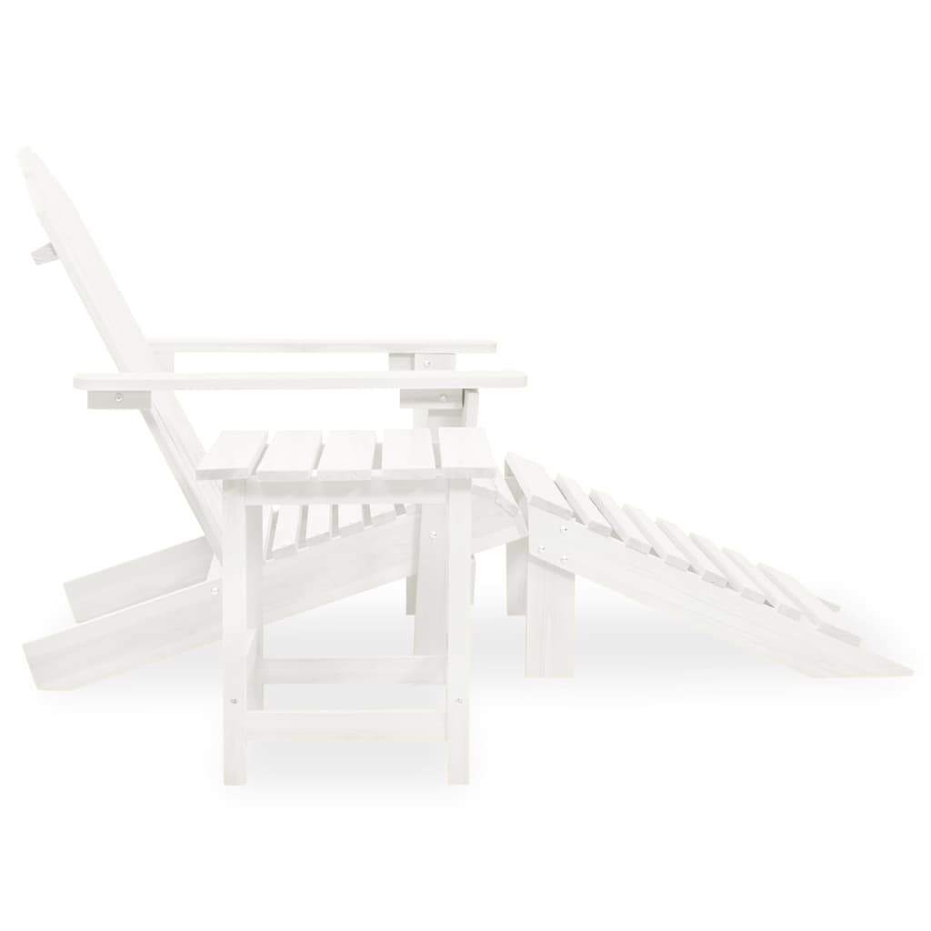 Chaise de jardin | Siège de Terrasse | Chaise d'extérieur Adirondack avec pouf et table Sapin Blanc CFW598799 - 3