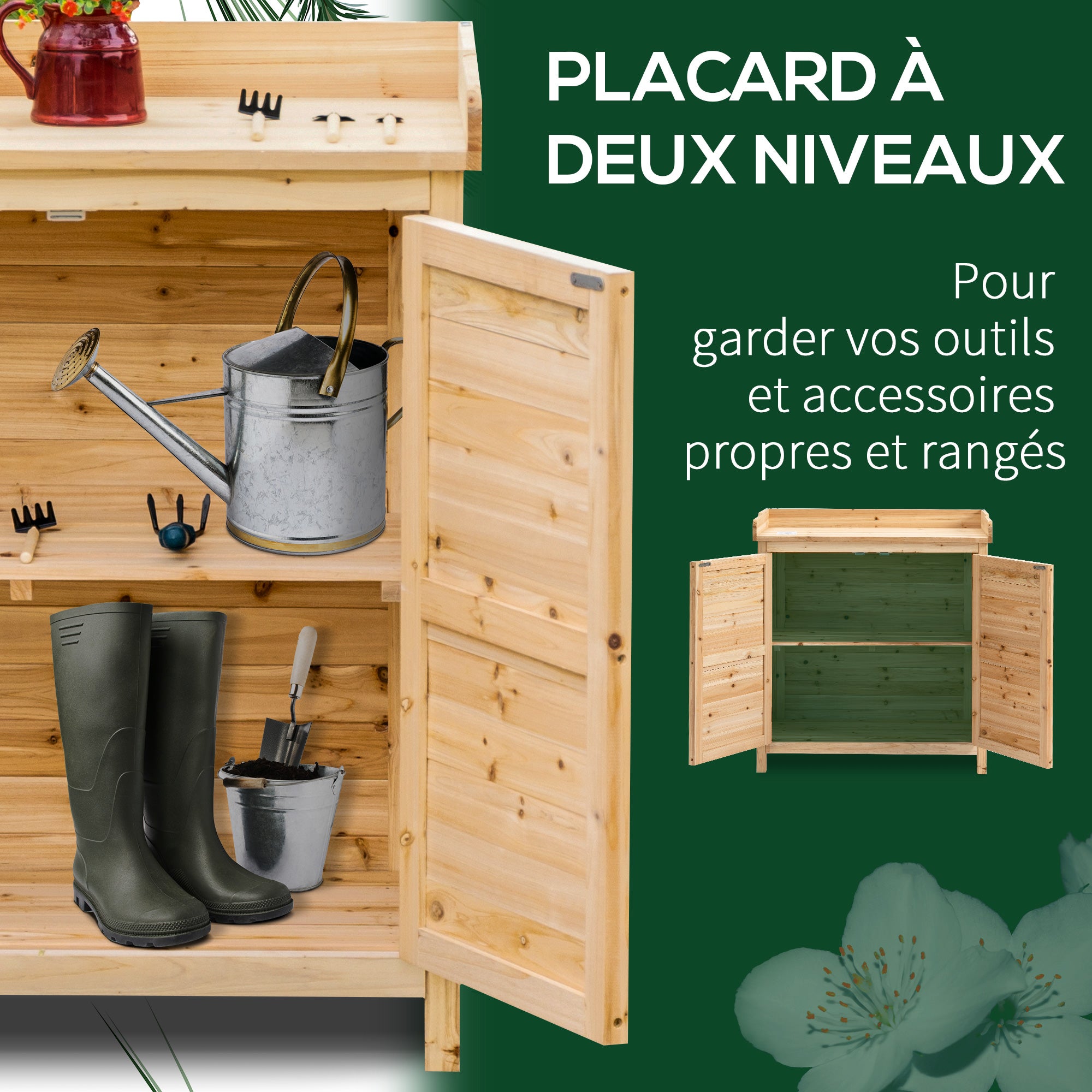 Armoire de jardin en sapin naturel Outsunny - 4