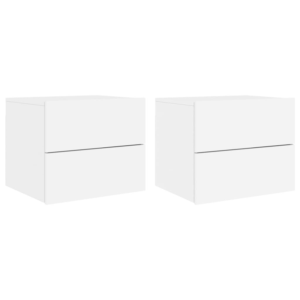 Pack de 2 Mesitas de noche de pared，Mesitas de noche flotantes，Mesilla de noche con luces LED blanco CFW76307 - 2