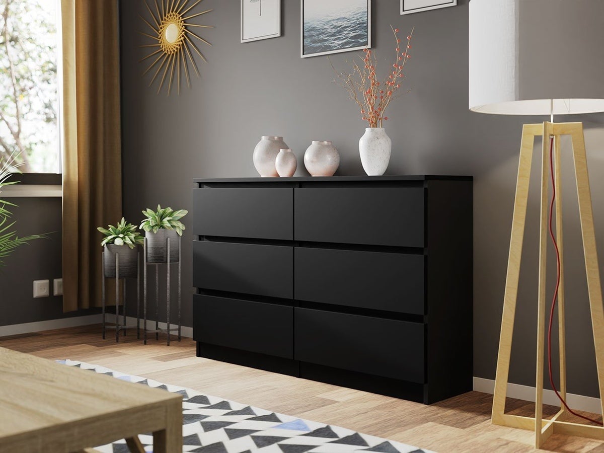 Commode MALWA 120 cm 6 tiroirs Noir - 7