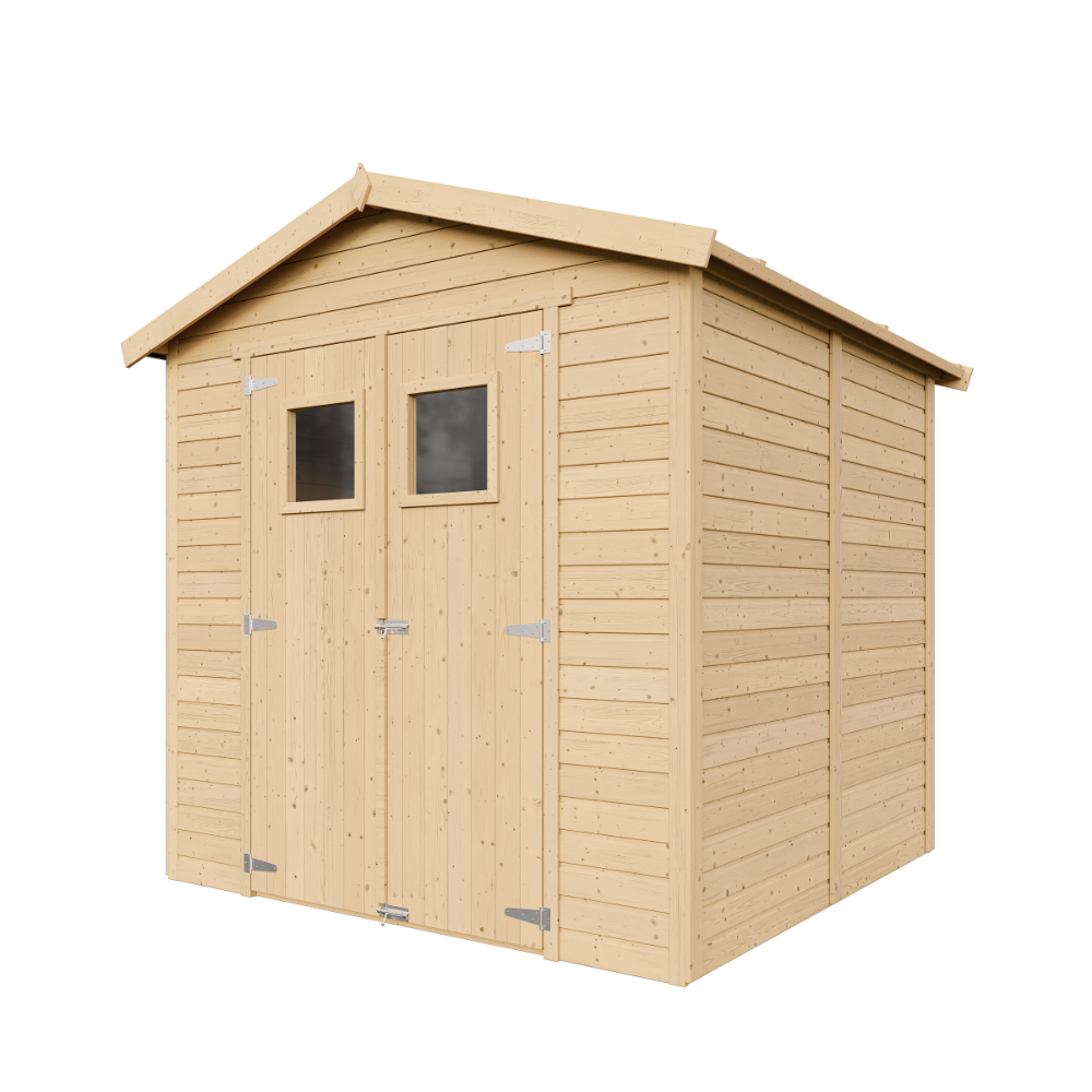 Abri de Jardin en Bois Naturel - Stockage extérieur avec fenêtres H228x222x233 cm/4,2 m² hangar en bois naturel - TIMBELA M351 - 3