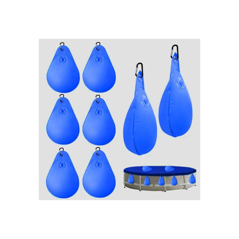 Zestaw 8 worków wiszących na pokrywy basenowe, granatowe z haczykami, 34,5 x 24 cm