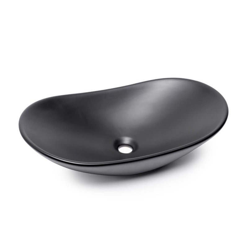 Lavabo sobre encimera infinitio 61,5x36 cm ovalado, sin rebosadero, negro mate (satinf61536bkm)