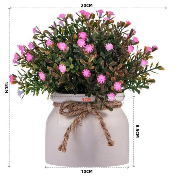 Vaso Di Vetro Con Fiori Artificiali - Composizione Floreale Fissa Per Decorazione Casa (Altezza 6 Cm)