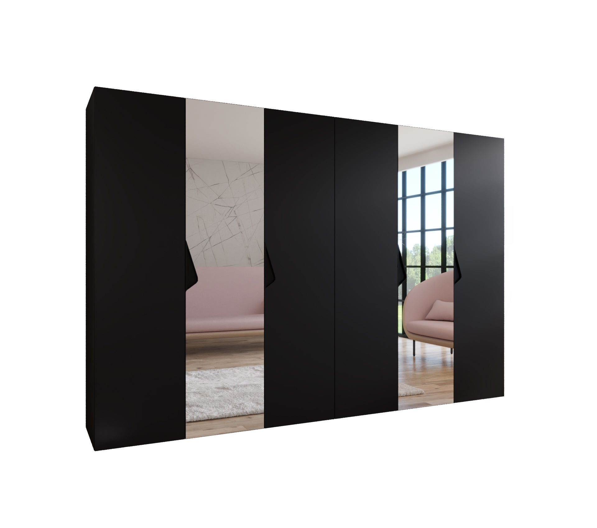 Szafa uchylna otwierana Sandi 2 300 (150x2) x 52 x 202 cm czarny + u. Czarny Abiks Meble