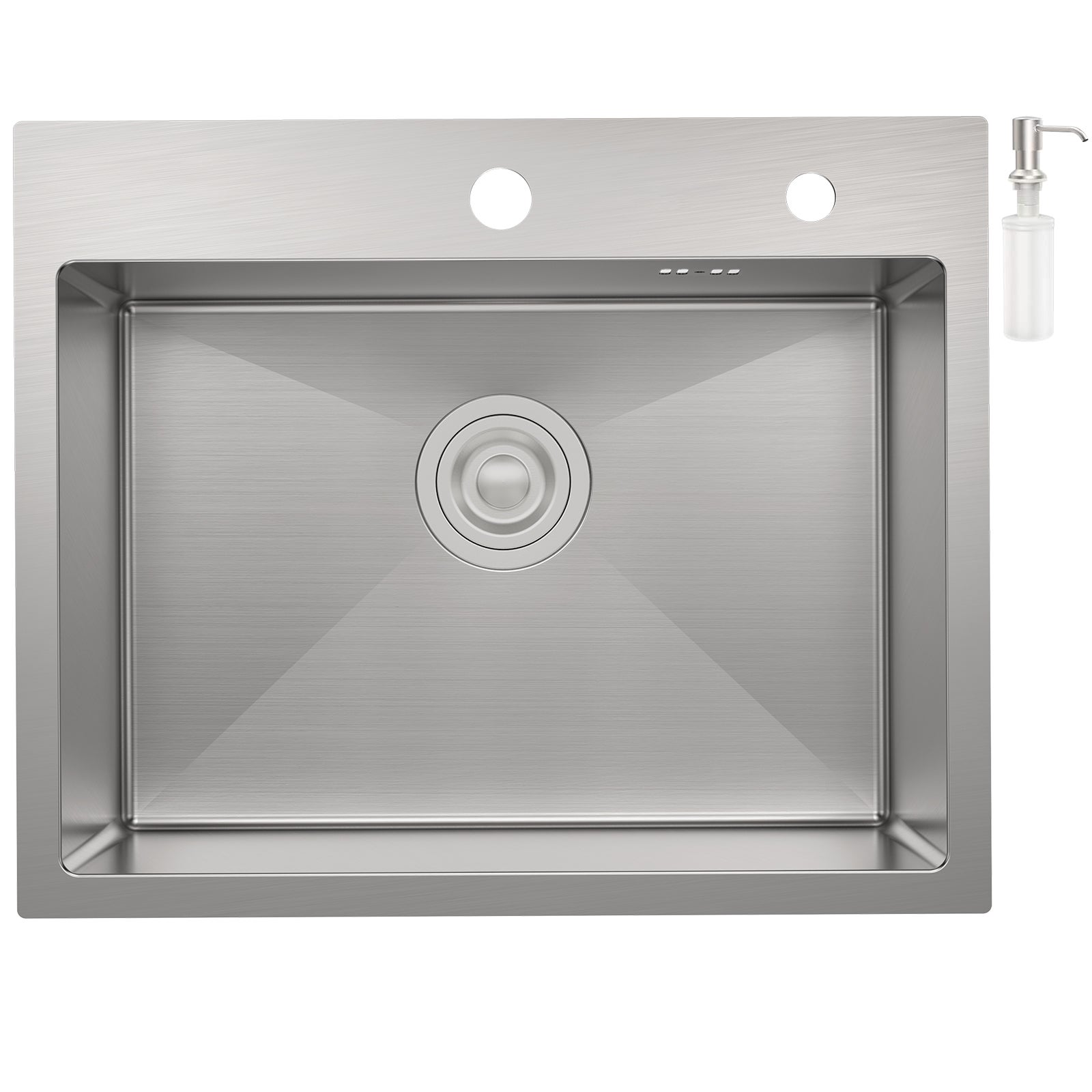 Évier Cuisine 1 Bac 55x45CM Évier à encastrer avec Distributeur Savon,Siphon/Trop-Plein Évier Inox Brossé pour Table à partir de 60 cm,EU Modèle - 4