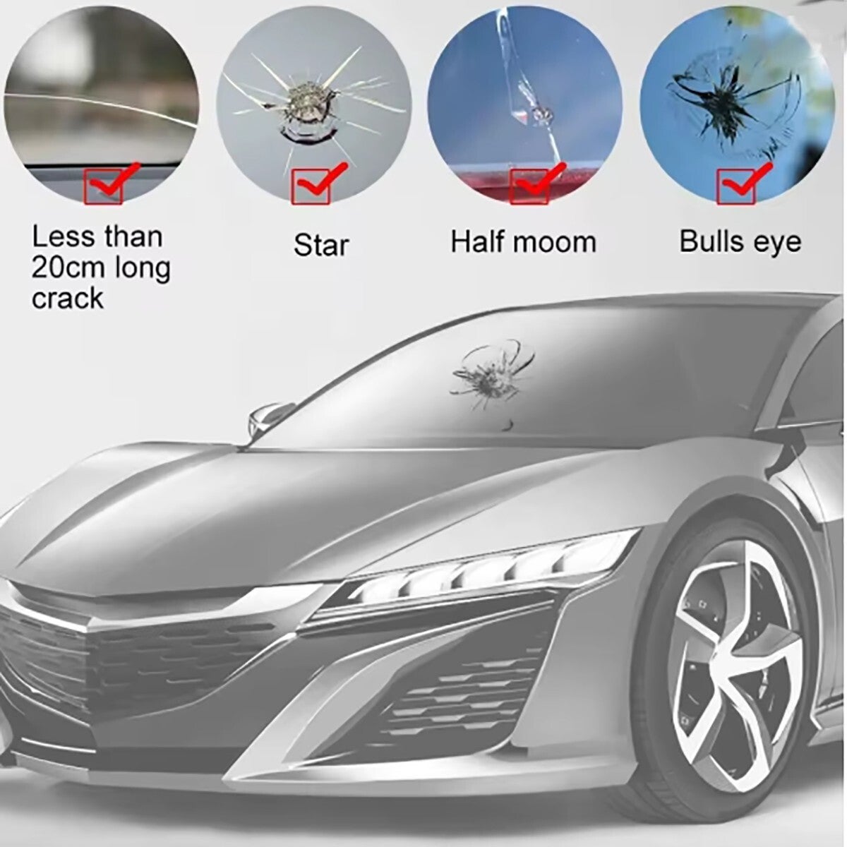 KIT RIPARAZIONE PARABREZZA AUTO SCHEGGE RESINA VETRO FAI DA TE CREPE RIPARA - 4