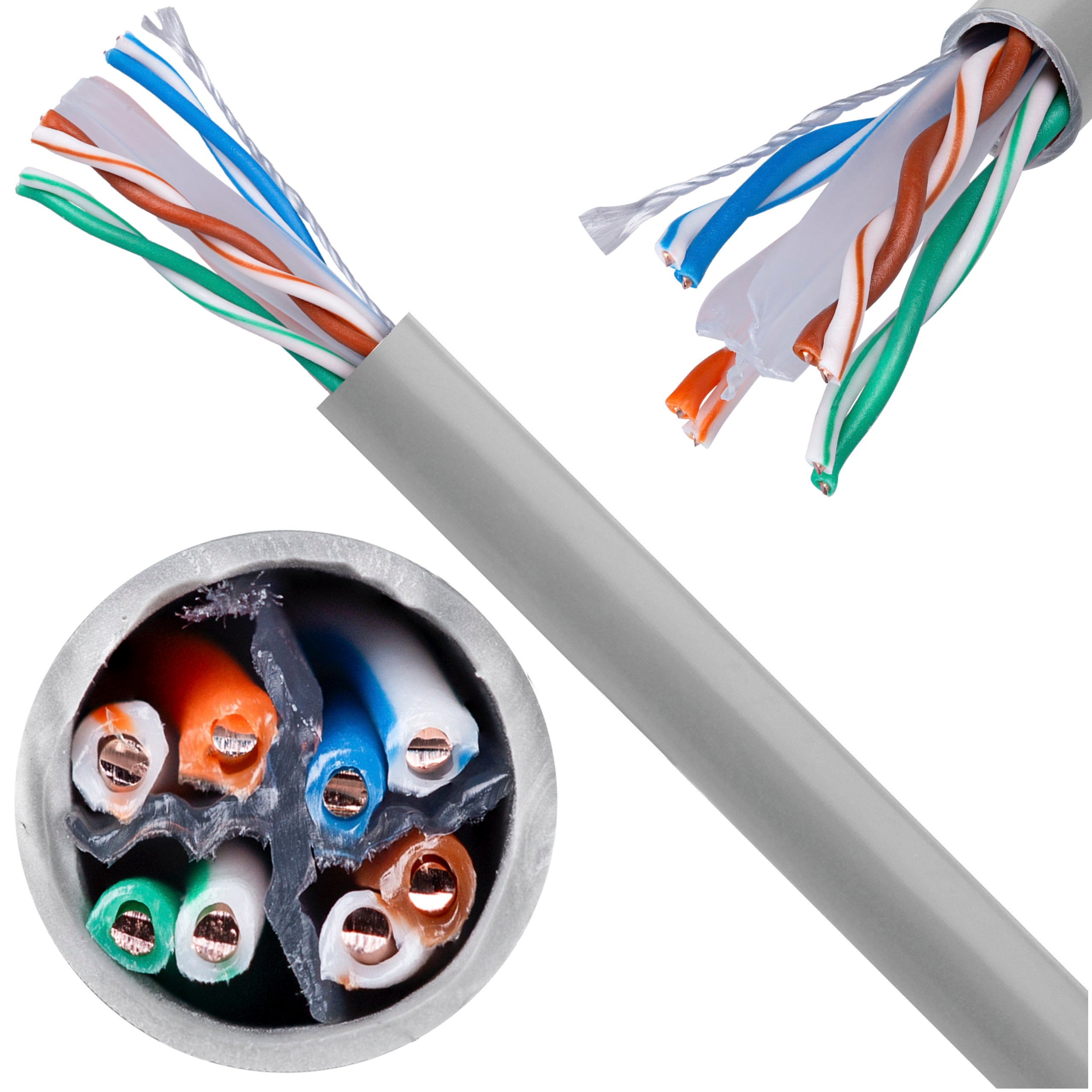 NEKU Kabel sieciowy Skrętka U/UTP kat.6 Eca przewód LAN drut MIEDŹ 305m