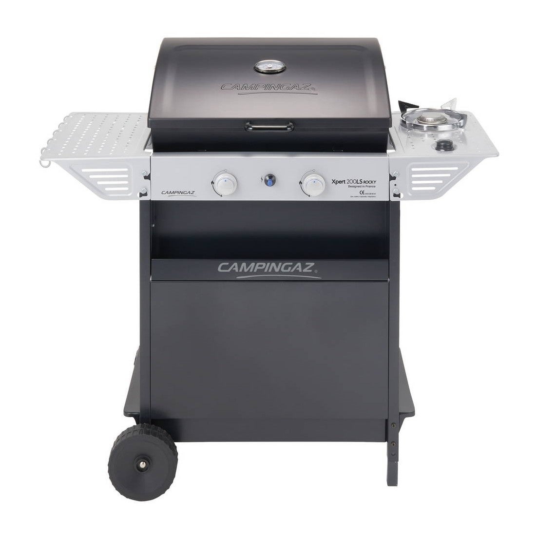 Grelhador a gás em aço inoxidável 2 grelhas em ferro fundido com rodas - 2