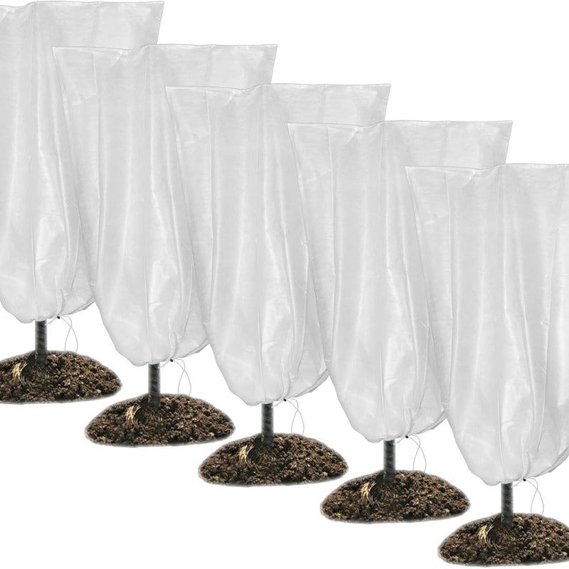 Osłony roślin na zimę - ze ściągaczem - Do ochrony większości roślin zimą - Opakowanie 5 szt., białe, 100 x 120 cm