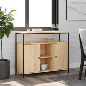 Buffet Haut Chêne Sonoma 80×35×180 Cm – Armoire Rangement Bois Ingénierie, Meuble Salon Élégant VidaXL