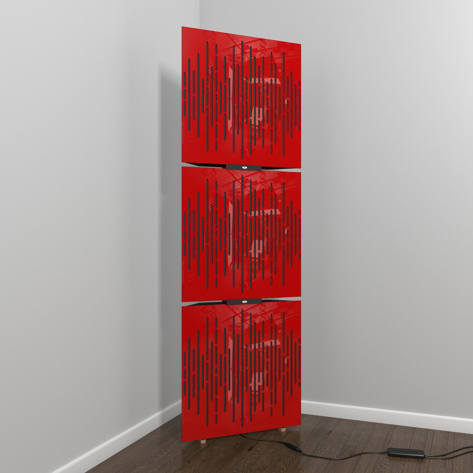 Lot de 3 Pièges à basses WAVE avec support de sol et rétroéclairage LED 150x50x10 cm -Plastique perforé et mousse acoustique -Rouge brilliant - 2