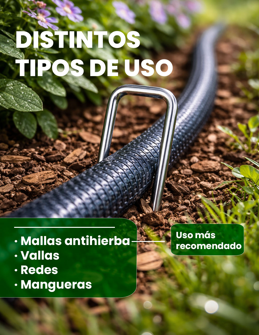 JARDIN202 - Grapas Piquetas de Jardín 150x30mm | Acero Galvanizado Anticorrosión con Arandelas para Malla Antihierba y Césped Artificial | 50 unidade - 6