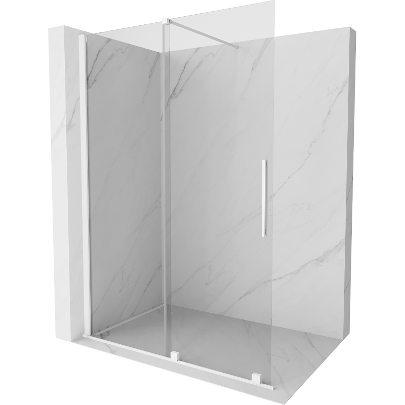 Mexen Velar ścianka prysznicowa rozsuwana Walk-in 130 x 200 cm, transparent 8 mm, biała - 871-130-000-03-20