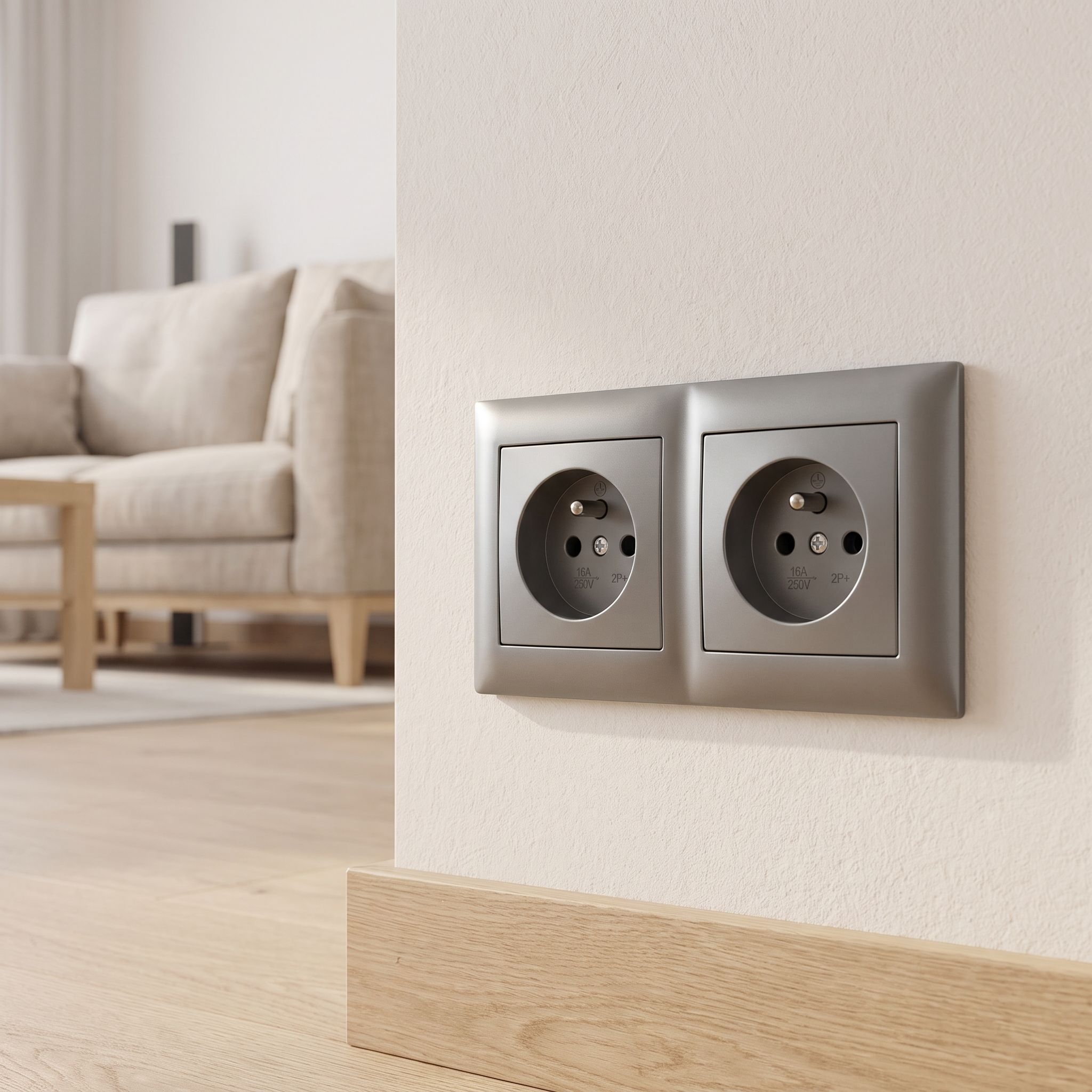 Tooliight Cadre Double Pour Prises Oste Jnh014-2f Grey | Leroy Merlin