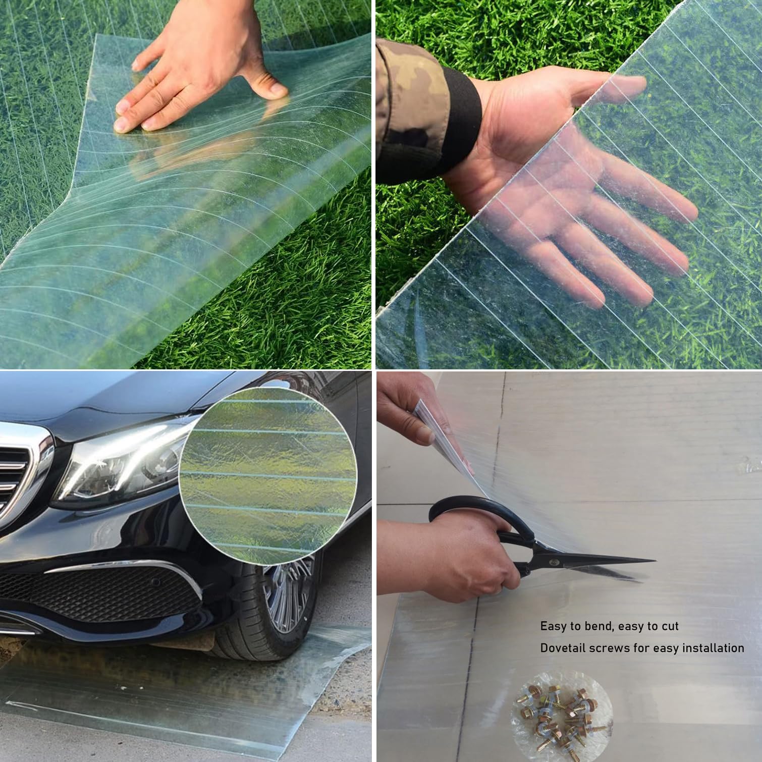 Panneaux de toiture en polycarbonate, panneaux d'éclairage transparents en PRFV, adaptés aux serres et au jardinage (0,5 x 5 m x 0,8 mm). - 3