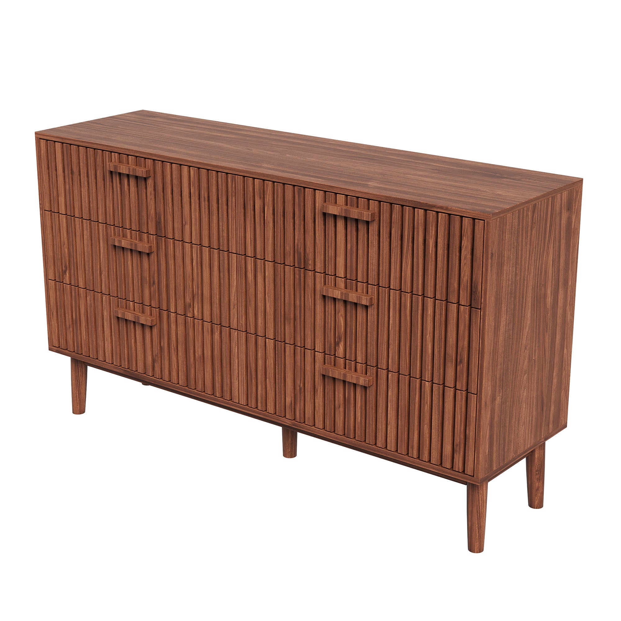 Commode - 6 tiroirs avec poignées - patins antidérapants+conception antidérapante en métal - B100 cm - grand espace de rangement - coloris noyer - 9