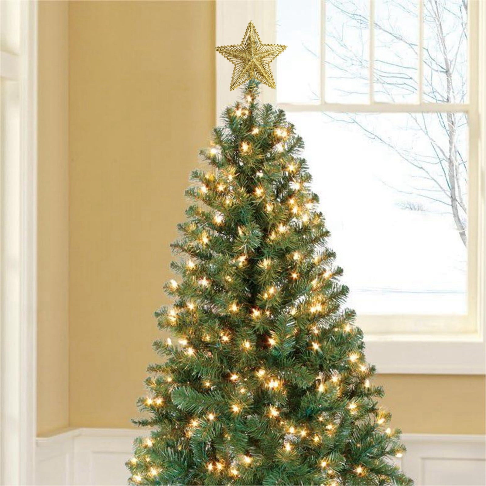 Décoration De Sapin De Noël En Forme D'étoile Doré... – Grandado