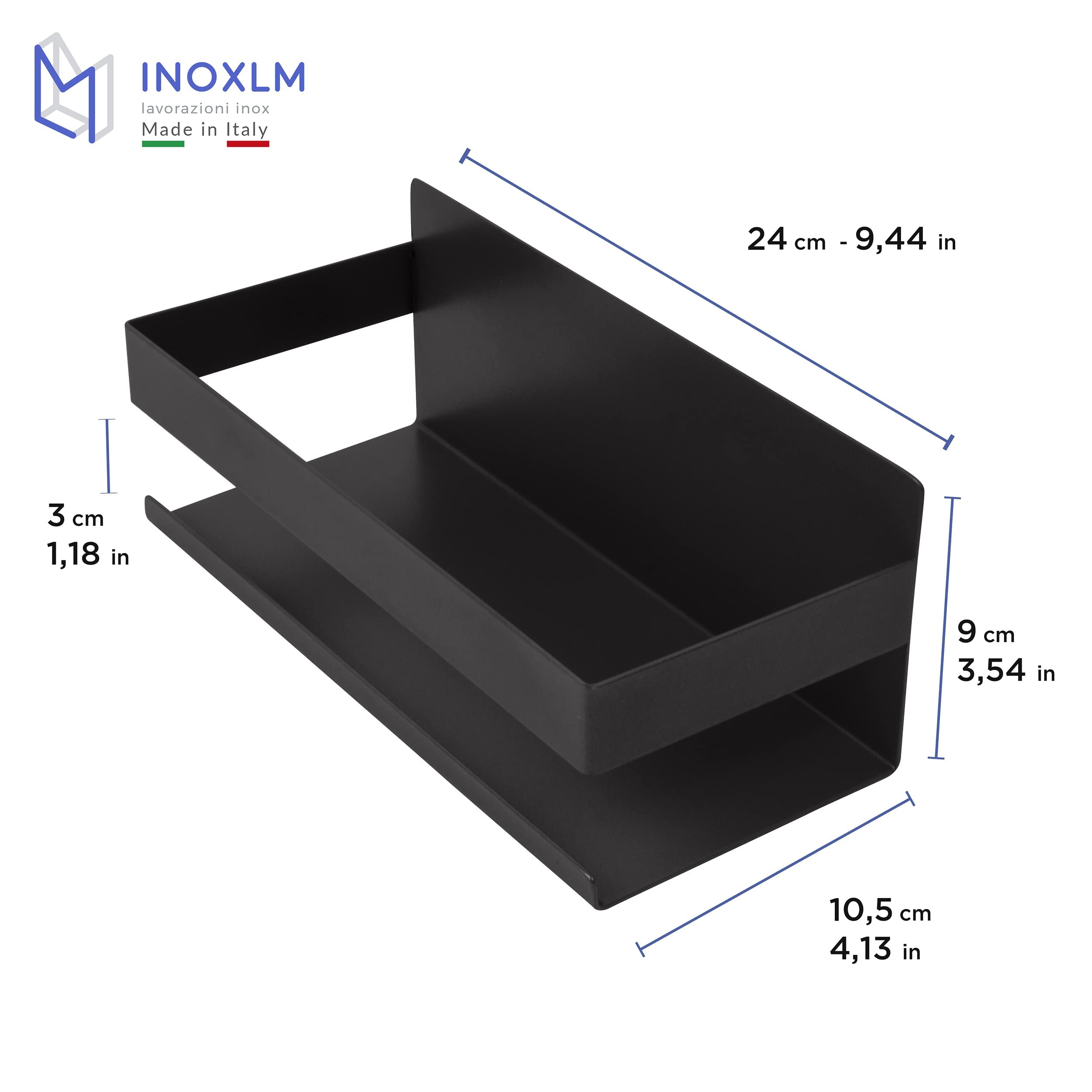 INOXLM Mensola Doccia in acciaio inox verniciato Nero, Autoadesivo Mensole Bagno Angolare Organizzatore, Mensola Cucina, Porta Spezie - 4