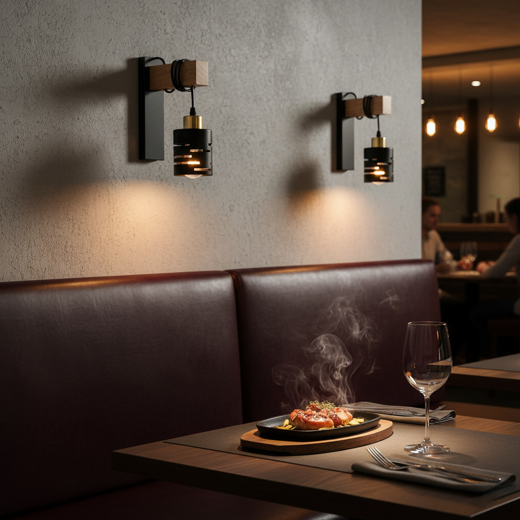 Kinkiet wiszący E27 LED Elen IP20 czarny złoto drewno lampa do domu MasterLED - 3