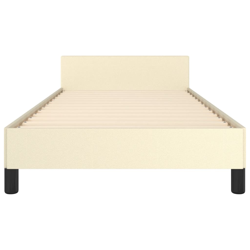 Cadre de lit sans matelas en similicuir crème, pour la chambre, 100 × 200 cm - 6