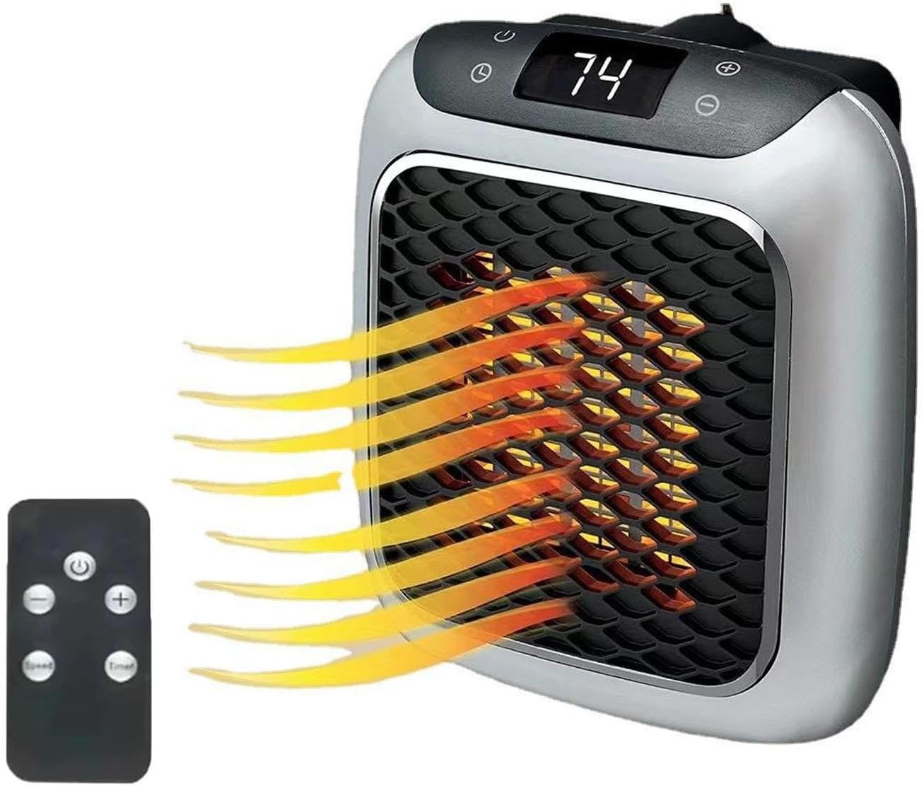 Ceramiczny grzejnik elektryczny ścienny 800 W z pilotem, do domu, sypialni, biura, wymiary 13,5 x 12 x 10 cm