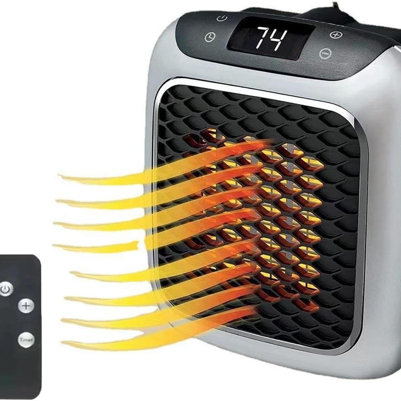 Ceramiczny grzejnik elektryczny ścienny 800 W z pilotem, do domu, sypialni, biura, wymiary 13,5 x 12 x 10 cm