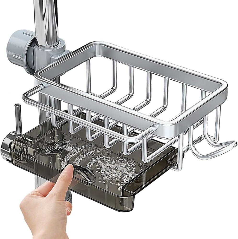 1 szt. Srebrna półka prysznicowa 26 x 11 x 6 cm Aluminiowa listwa odpływowa Bez wiercenia Pojemnik na mydło Kuchenny kosz odpływowy