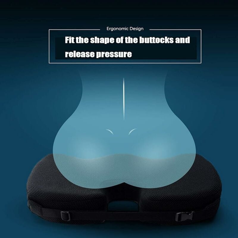 Coussin De Siège Ergonomique,Soulage Dos Et Coccyx, Coussin Orthopédique de Mousse de Siege pour Siège Bureau Voiture Fauteuil Roulant - 4