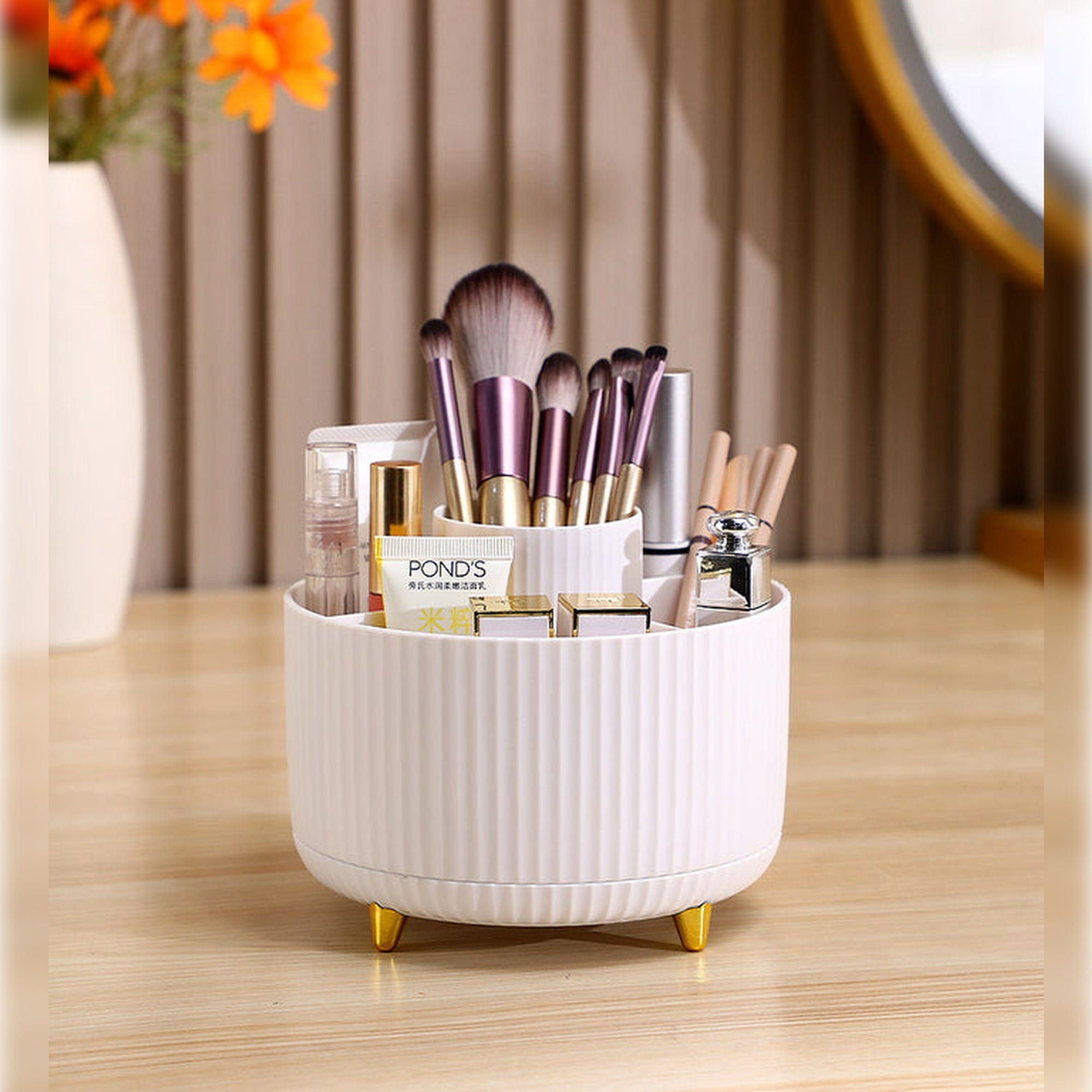 Organizador de maquillaje giratorio con 5 ranuras joybos - 4
