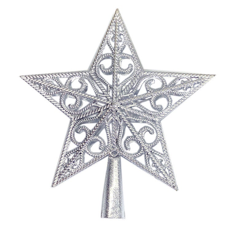 Gwiazda na czubek choinki, dekoracja świąteczna w kształcie gwiazdy, ozdoba na choinkę, 20 cm (srebrna)