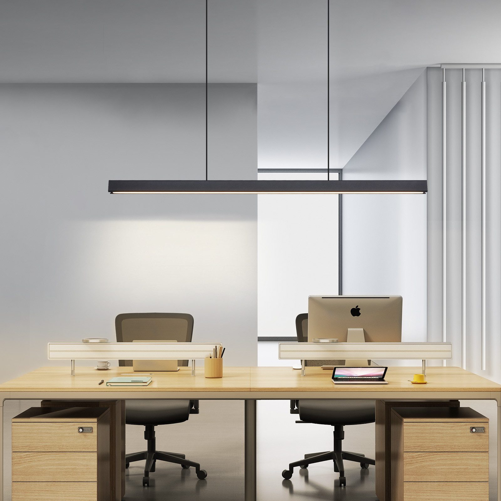 NETTLIFE Lampa wisząca LED Jadalnia Czarna Liniowa Ściemnialna z Pilotem 108CM 37W Nowoczesna CCT - 8