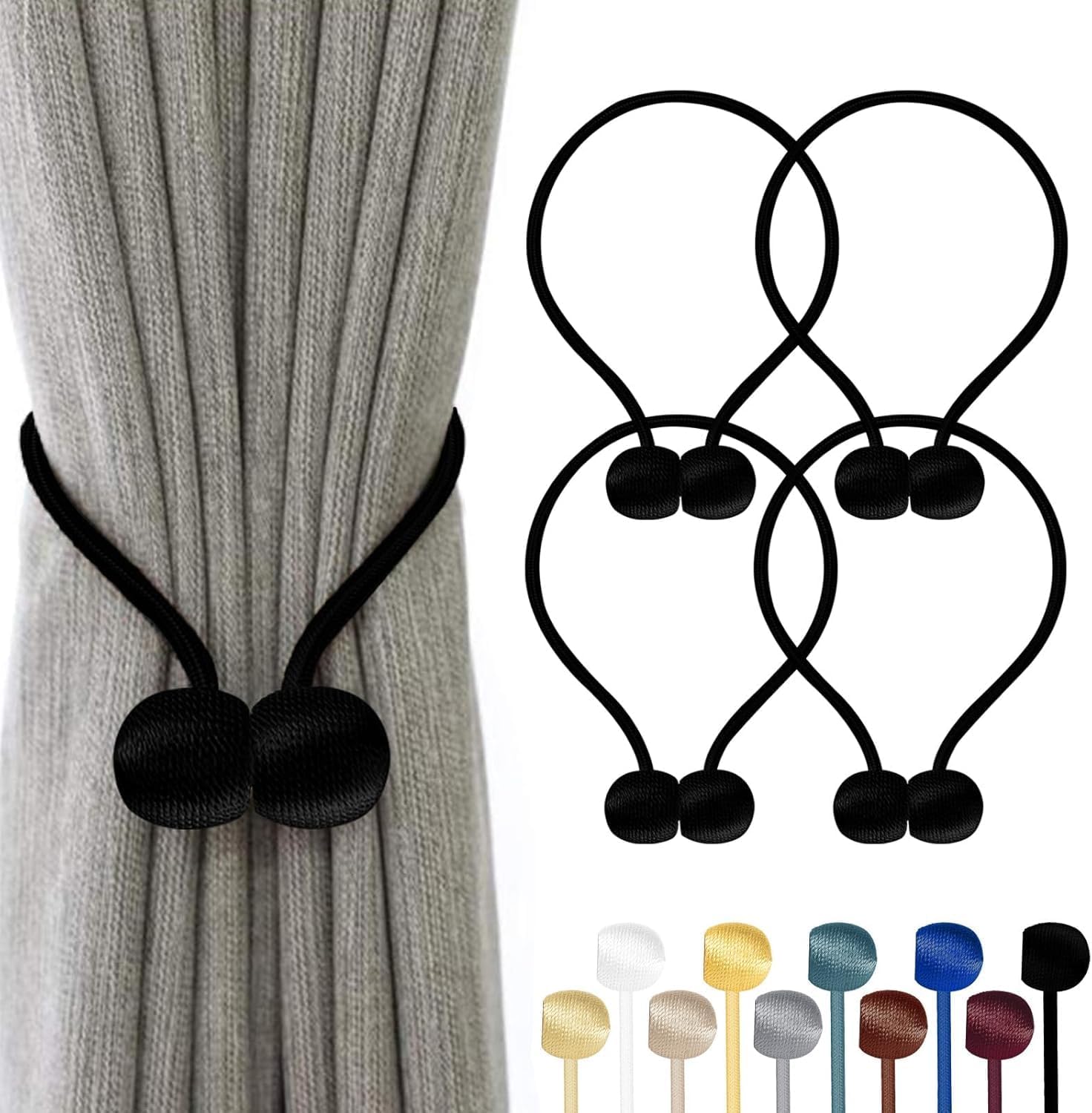 Grigio  2 Pezzi Fermatende Fermatende Con Fibbia Magnetica Cinghie Fermatende Con Corda Per La Casa~p138939885